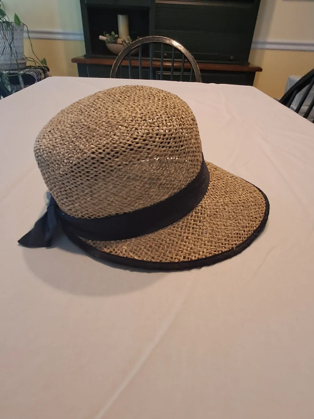 Straw Sun Hat with Black‎ Trim and Band